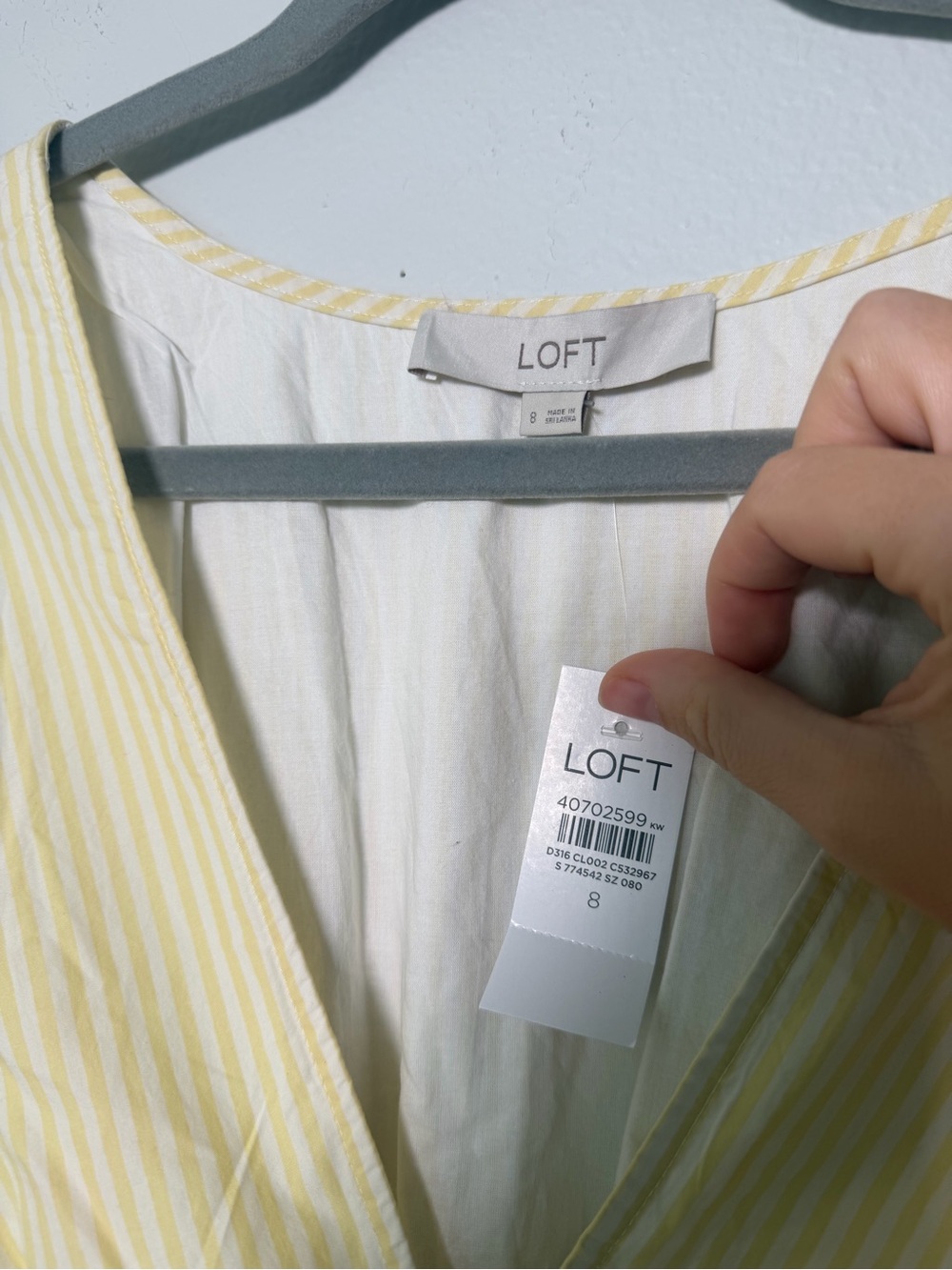 LOFT NWT Butter Yellow Striped Cotton V-Neck Maxi Dress Size 8 - Picture 5 of 10
